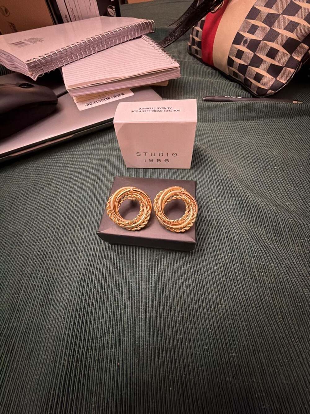 Studio 1886 Gold Tone Twisted Triple Loop Statement Earrings